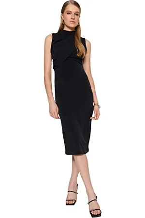 Trendyol Damen Women Knit Dress Bodycon Slim Fit Strickkleid, Black, Medium