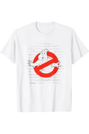 Ghostbusters Ghost Logo Schablone auf Ziegelstein, lustiger Retro-Film T-Shirt