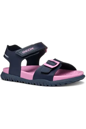 Geox J FUSBETTO GI Sandal, Navy/Fuchsia, 31 EU