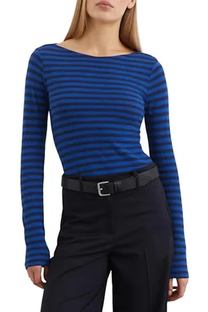 Marc O’ Polo Marc OߴPolo Damen Langarmshirt aus Bio-Baumwolle gestreift, Mehrfarbig (Multi), XL