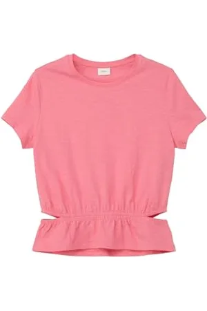 QS by s.Oliver Mädchen 2142487 T-Shirt mit Flammgarnstruktur, pink, S
