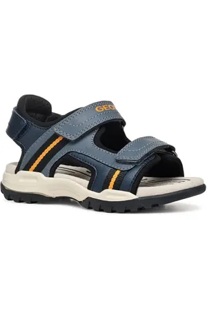 Geox J Borealis Boy A Sandal, Navy/Orange, 36 EU