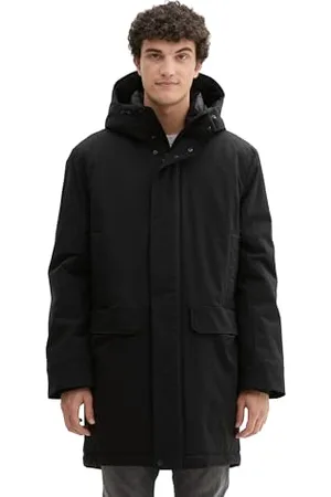 TOM TAILOR Herren 1044634 Technical Wintermantel mit Kapuze, 29999-Black, M