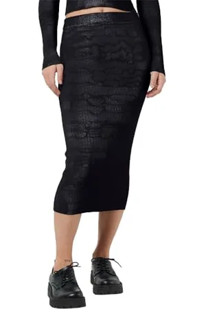 Noisy May Damen NMJAZ HW MIDI Knit Skirt FWD NOOS Rock, Black, Small