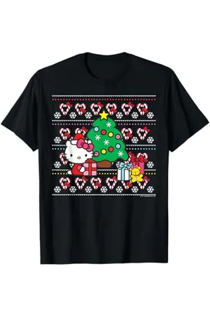 Sanrio Hello Kitty Winter Unisex-Erwachsene S T-Shirt Klassischer Weihnachts-Novitäten-T-Shirt