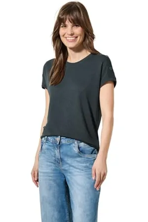 CECIL TOS Solid Crepe Button T-Shirt L