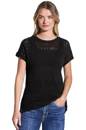 Street one Damen A323157 Ajour T-Shirt, Black, 44