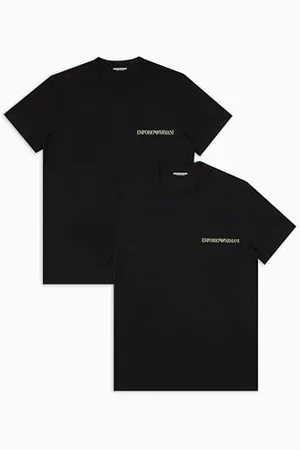 Emporio Armani Herren 2-Pack Crew Neck T-Shirt, schwarz/schwarz, XXL (2er Pack)