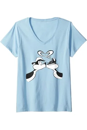 LOONEY TUNES Damen Pepe Le Pew Valentinstagskuss T-Shirt mit V-Ausschnitt