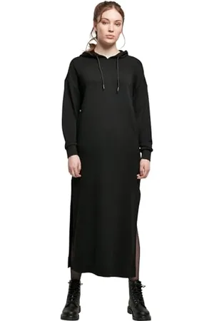 Urban classics Damen TB4557-Ladies Modal Terry Long Hoody Dress Kleid, Black, M