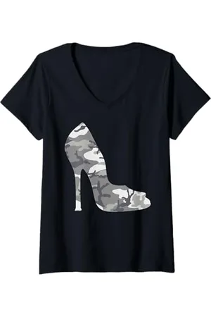 The Salty Veteran Damen Heels Urban Camo Damen Camouflage High Heels T-Shirt mit V-Ausschnitt