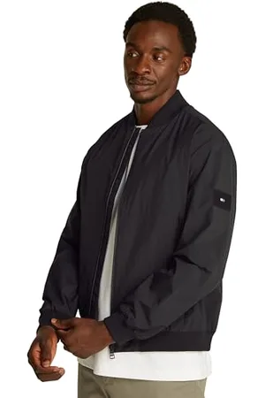 Tommy Hilfiger Herren Bomberjacke Branded mit Baseballkragen, Schwarz (Black), 3XL