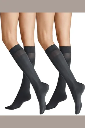 Hudson Damen Kniestrümpfe Simply 40 2-Pack druckfreier Bund Anthrazit 0545 35-38