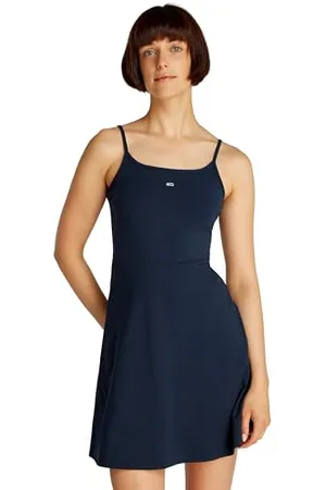 Tommy Hilfiger Damen Kleid Essential Strap Flare schmale Träger, Blau (Dark Night Navy), XXS