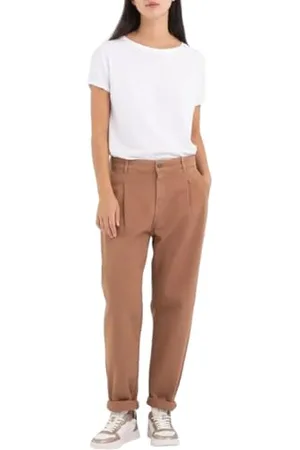 Replay Damen Jeans Joans Tapered-Fit aus Comfort Denim, (Braun), 31W