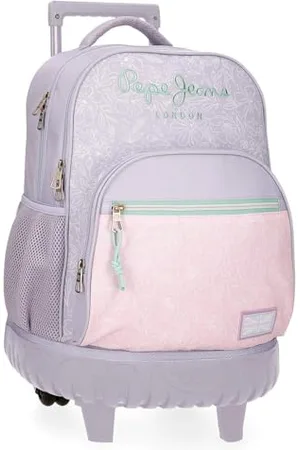 Pepe Jeans Renata Rucksack, kompakt, 2 Räder, Violett, 32 x 43 x 21 cm, Polyester, 28,9 l, von Joumma Bags, , Talla única, Kompakter Rucksack mit 2 Rädern