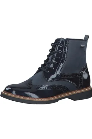 QS by s.Oliver Damen Schnürstiefel ohne Absatz mit Reißverschluss Elegant, Blau ( .), 37 EU