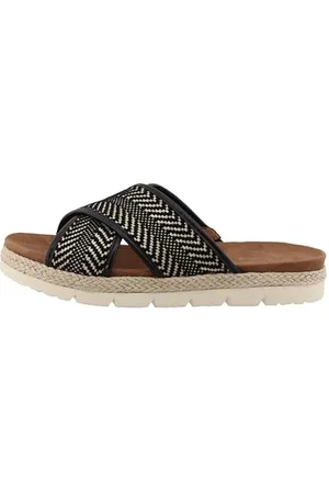 TOM TAILOR Damen 7490030012 Schiebe-Sandalen, Black-beige, 39 EU