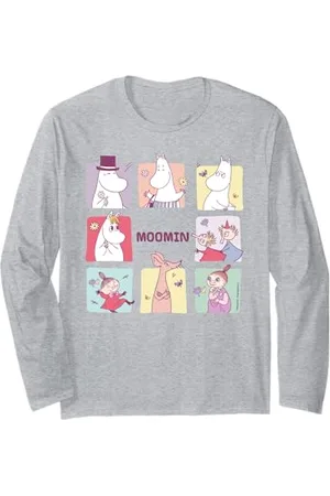 Moomin Mumin-Quadrat-Zeichenblöcke Langarmshirt