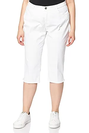 Brax Damen Style Mary C Sommercapri Hose, White, 29W / 30L