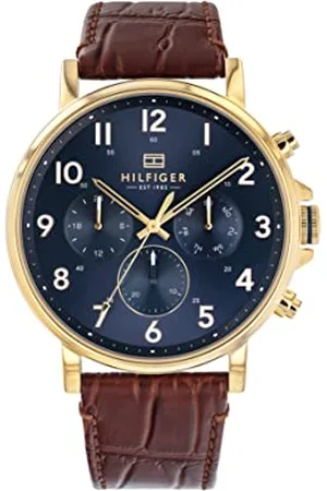 Tommy Hilfiger Multi Zifferblatt Quarz Uhr für Herren mit Hell-Braunes Lederarmband - 1710380