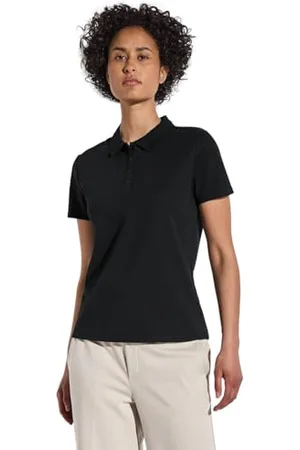 Street one Damen A322942 Poloshirt mit Rippstruktur, Black, 38