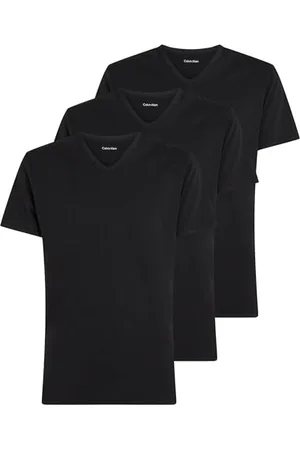 Calvin Klein Herren 3er Pack T-Shirts Kurzarm mit V-Ausschnitt, Schwarz (Black, Black, Black), M