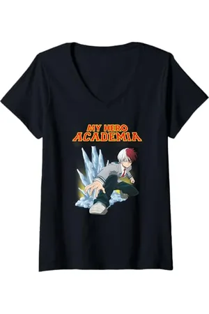 My Hero Academia Damen Shoto Todoroki Halb Kalt Halb Heiß T-Shirt mit V-Ausschnitt