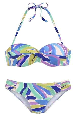 QS by s.Oliver Bügel-Bandeau-Bikini-Set mit blau-grünem Muster