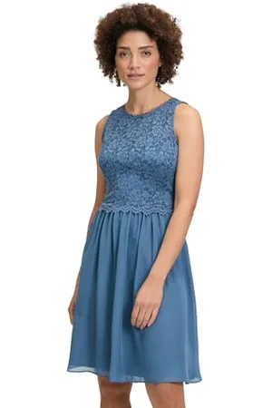 Vera Mont Damen Abendkleid mit Spitze Festival Blue,36