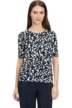 Betty Barclay Damen Printshirt mit Rundhalsausschnitt Dunkelblau/Weiß,44