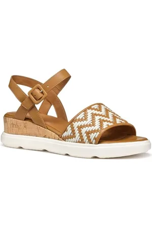 Geox Damen D PISA B Wedge Sandal, Camel/Papyrus, 38.5 EU