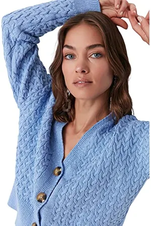 Trendyol Damen Strickjacke, Normale Passform, V-Ausschnitt, Strickwaren Pullover, , S