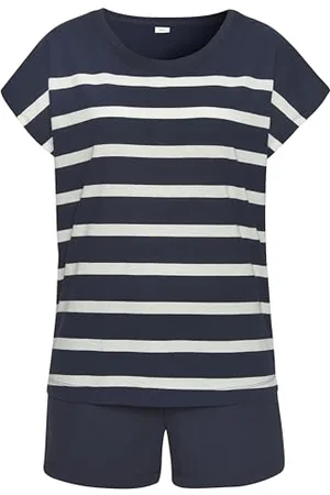 QS by s.Oliver Damen kurzer Pyjama im maritimen Streifenlook