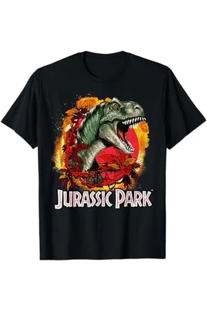 Jurassic Park T-Rex Explosion Tropical Logo T-Shirt