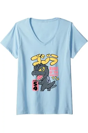 Godzilla Damen Chibi-König der Monster T-Shirt mit V-Ausschnitt