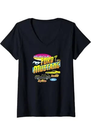 Tom Ford Damen - Mustang 1978 König Cobra 1971 Boss 351 T-Shirt mit V-Ausschnitt
