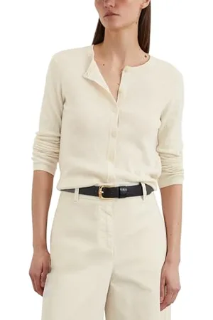 Marc O’ Polo Marc OߴPolo Damen Cardigan mit Knopfleiste Slim Fit, Cremefarben (Natural Cotton), L