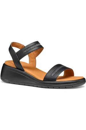 Geox Damen D MELICONIA E Wedge Sandal, Black, 36 EU