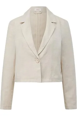 QS by s.Oliver Kurzer Boxy-Blazer aus Leinen beige 42