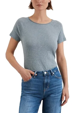 Marc O’ Polo Marc OߴPolo Damen T-Shirt aus Bio-Baumwolle mit U-Boot Ausschnitt, Blau (Nordic Sea), M