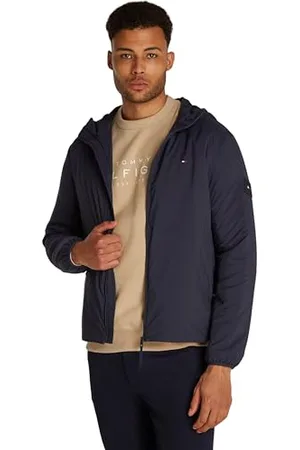 Tommy Hilfiger Herren Windbreaker Jacke Tech Packable mit Kapuze, Blau (Desert Sky), M