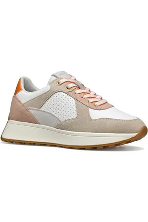 Geox Damen D Amabel A Sneaker, White/Lt Taupe, 36 EU