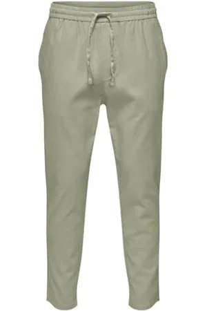 Only & Sons Herren O&S Relaxed Stoffhose Bequeme Leinen Baumwolle Pants ONSLINUS Freizeit Trousers mit Tunnelzug, Farben: , Größe Hosen:XL
