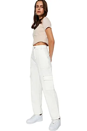 Trendyol Damen High Waist Wide Leg Jeans Hose, , 34