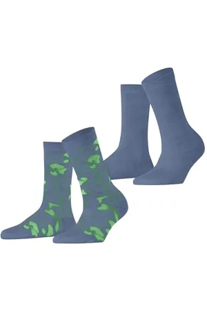 ESPRIT Damen Socken Flower Sketch Multipack W So Baumwolle gemustert 2 Paar, , 39-42