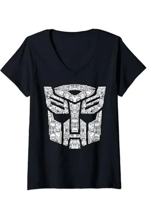 TRANSFORMERS Autobots Icon Collage Filled Logo T-Shirt mit V-Ausschnitt