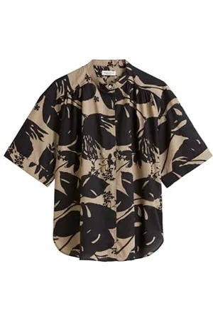 Marc O’ Polo Marc OߴPolo Damen Kurzarmbluse mit Allover-Print leicht, Mehrfarbig , 38
