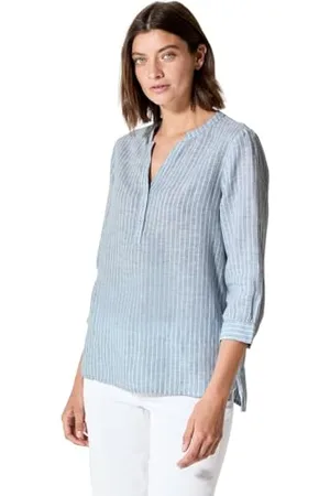 CECIL Linen_Stripe Split Neck Blouse XXL