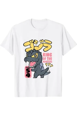 Godzilla Offiziell Lizenziertes T-Shirt Cartoon-König der Monster, Unisex-Erwachsene, Unisex-Kinder, Weiß, S, Kurzarm, T-Shirt